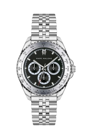Montre à quartz en acier - Argenté et noir - Marc Malone