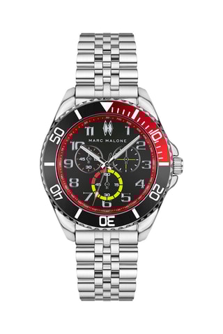 Montre à quartz en acier - Argenté et noir - Marc Malone