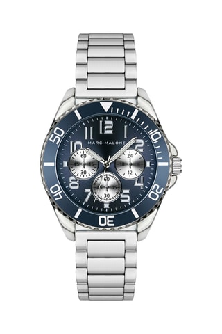 Montre à quartz en acier - Argenté et bleu - Marc Malone
