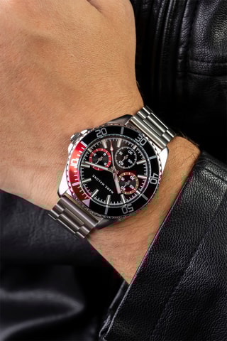 Montre à quartz en acier - Argenté et noir - Marc Malone