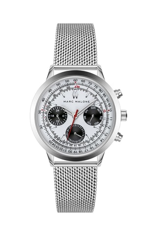 Montre à quartz en acier - Argenté et blanc - Marc Malone