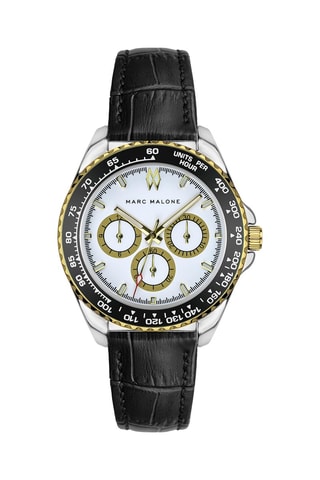 Montre à quartz en cuir - Noir et argenté - Marc Malone