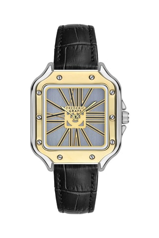 Montre à quartz en cuir - Noir et doré