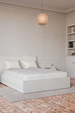 Lit Coffre Emma - 3 coloris - Tissu blanc cassé