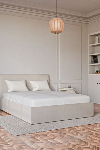 Lit Coffre Emma - 3 coloris - Tissu beige
