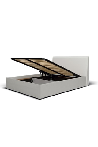 Lit Coffre Emma avec tête de lit - 3 coloris - Tissu beige