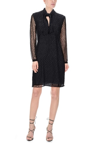 Saint Laurent - Robe droite en plumetis et soie - Noir