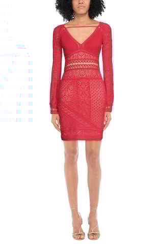 Roberto Cavalli - Robe fourreau en dentelle - Rouge