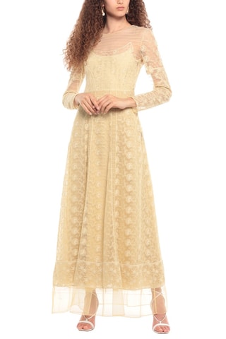 Burberry - Robe longue en dentelle - Beige