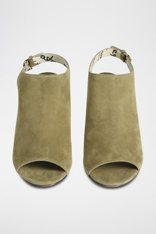 Ferragamo - Sandales à talons en cuir de veau - Kaki