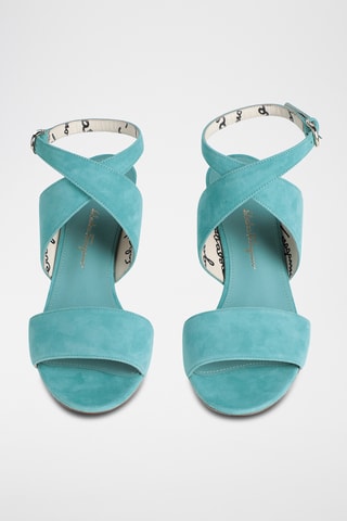 Ferragamo - Sandales à talons en cuir - Turquoise