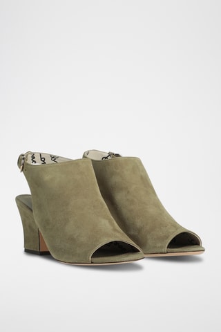 Ferragamo - Sandales à talons en cuir - Kaki