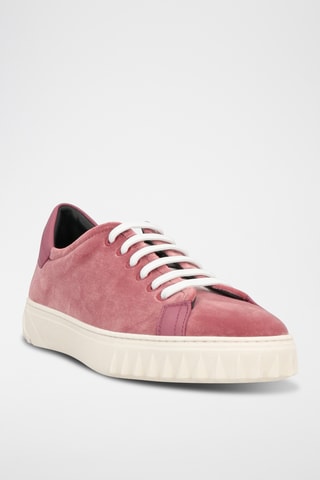 Ferragamo - Baskets en velours et en cuir de veau - Rose