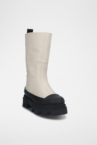Ganni - Bottines en cuir - Beige