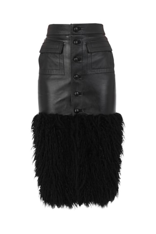Saint Laurent - Jupe midi en cuir d'agneau - Noir
