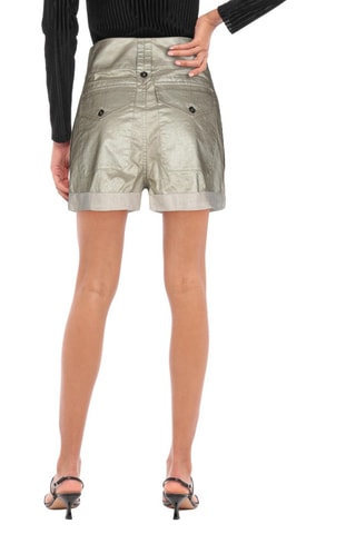 Saint Laurent - Short en lin taille haute - Argenté