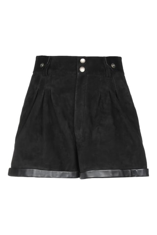 Saint Laurent - Short en cuir d'agneau nubuck taille haute - Noir
