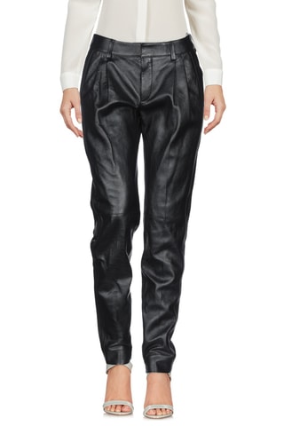 Saint Laurent - Pantalon regular en cuir d'agneau - Noir