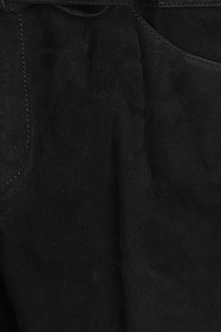 Saint Laurent - Short regular en cuir d'agneau nubuck - Noir