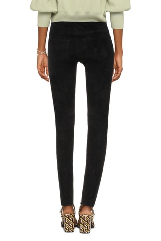 Saint Laurent - Pantalon slim en cuir d'agneau nubuck - Noir