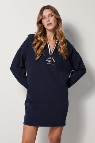 Robe sweat en coton biologique Bleu marine