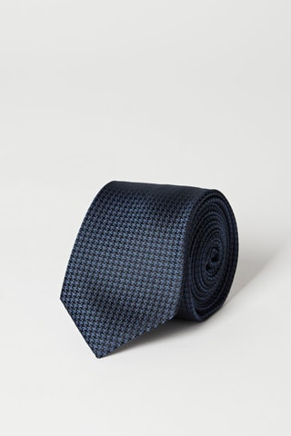 Cravate en soie - Bleu marine chiné et noir