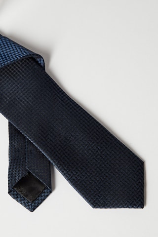 Cravate en soie - Bleu marine chiné et noir