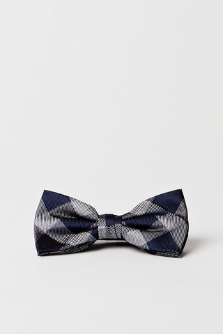 Nœud papillon en soie Indigo et gris clair
