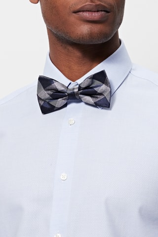Nœud papillon en soie Indigo et gris clair