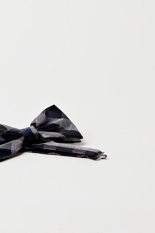 Nœud papillon en soie Indigo et gris clair