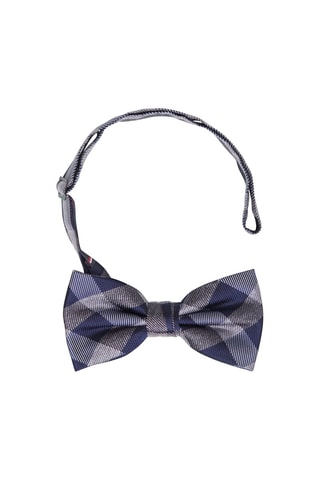 Nœud papillon en soie Indigo et gris clair