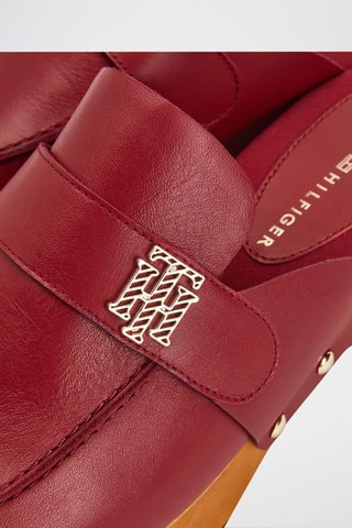 Mules plateformes en cuir Bordeaux