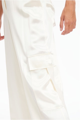 Pantalon cargo taille haute Ecru