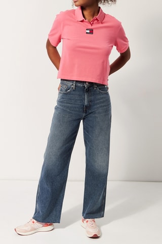 Jean wide legs taille haute Bleu marine