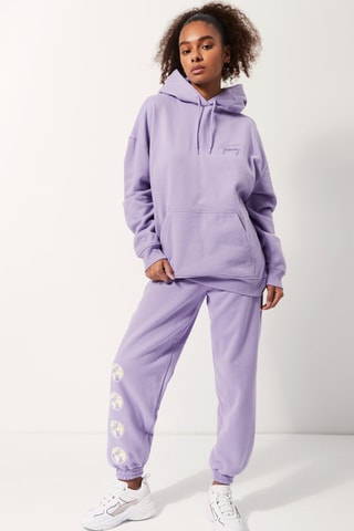 Sweat oversize à capuche Mauve
