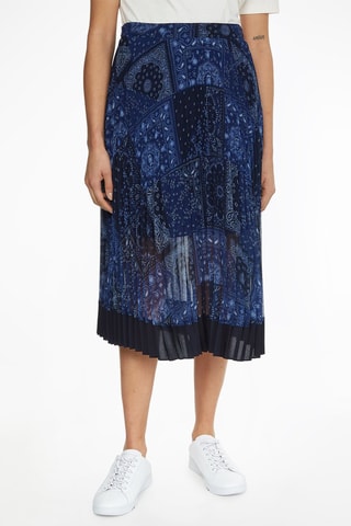 Jupe plissée taille haute Bleu
