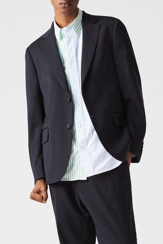 Blazer slim en laine - Bleu nuit