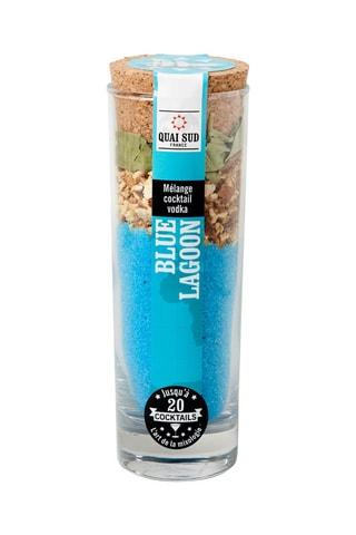 Mélange pour cocktail Blue Lagoon et verre - 100 g