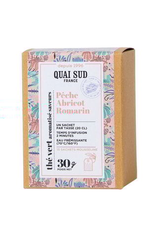Thé vert aromatisé pêche abricot romarin - 15 sachets