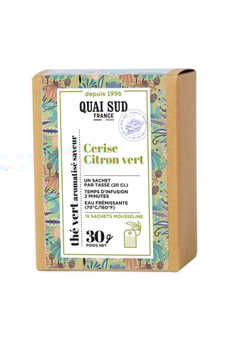 Thé vert aromatisé cerise-saveur citron vert - 15 sachets