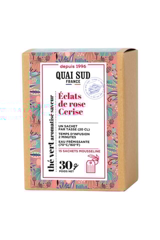 Thé vert aromatisé éclats de rose - 15 sachets