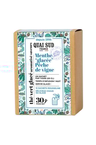 Thé vert glacé pêche de vigne-menthe glacée infusettes - 15 sachets