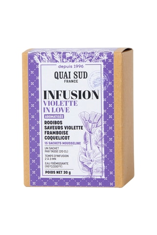 Infusion violette in love aromatisée rooibos - Violette, framboise, coquelicot - 15 sachets