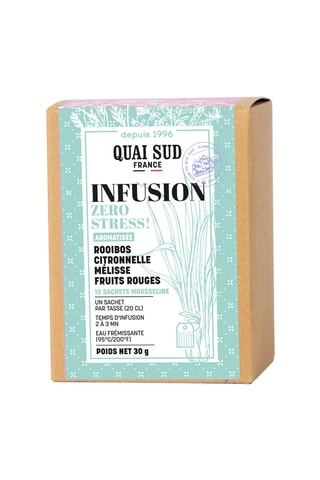 Infusion zéro stress aromatisée rooibos citronnelle mélisse fruits rouges - 15 sachets