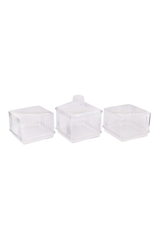 3 boîtes de rangement - 10 x 10 x 7 cm - Transparent