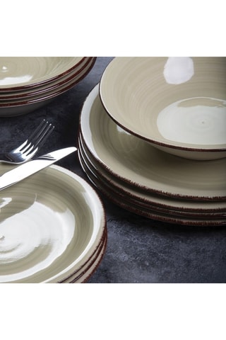 6 assiettes creuses en grès - 22 cm