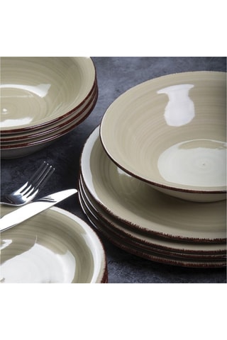 6 assiettes plates en grès - 27 cm