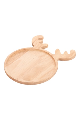 Assiette plate en bois d’hévéa - 16 x 1 x 22 cm