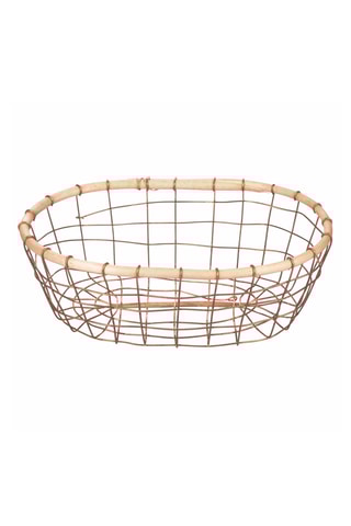Panier - 36 x 24 x 10 cm - Naturel et doré rose
