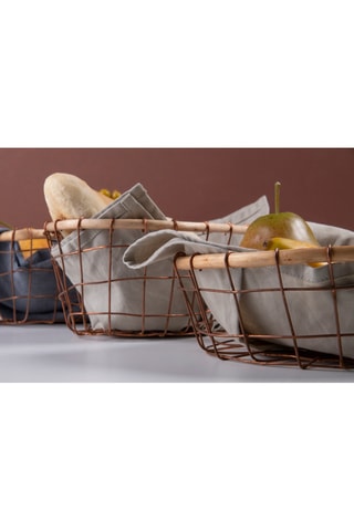 Panier - 36 x 24 x 10 cm - Naturel et doré rose